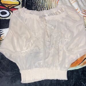 Adiva Cream Sheer Embroidered Blouse